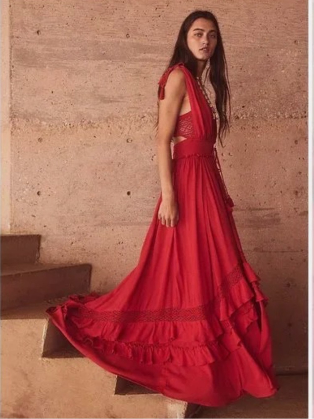 Santa Maria Free People Red Dress - Picture 2 of 3